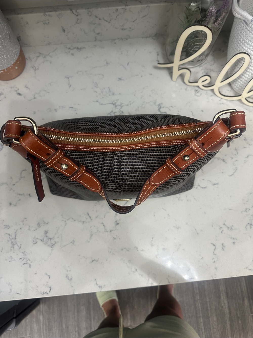 Dooney & Bourke Gray Lizard-Embossed Hobo Bag - Picture 9 of 14